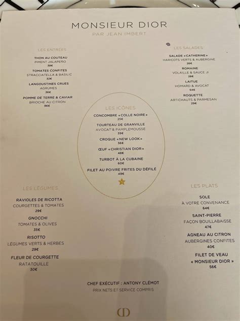 cafe dior menu|dior restaurant menu.